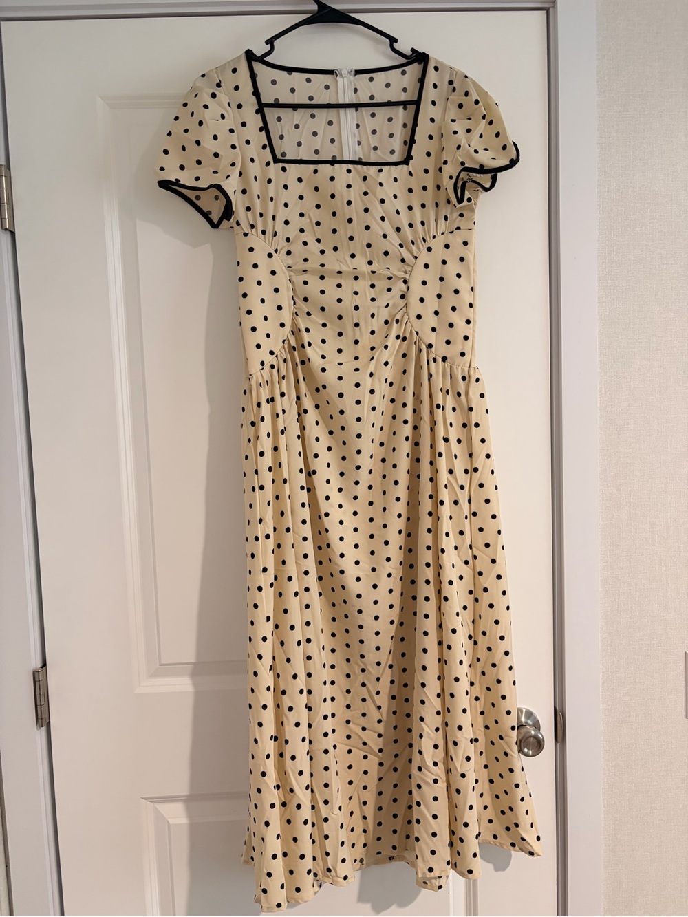 SHEIN Cream and Black Polka Dot Maxi Dress